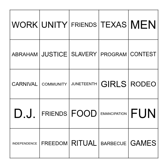 JUNETEENTH BINGO Card