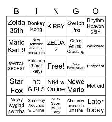 E3 Bingo Card