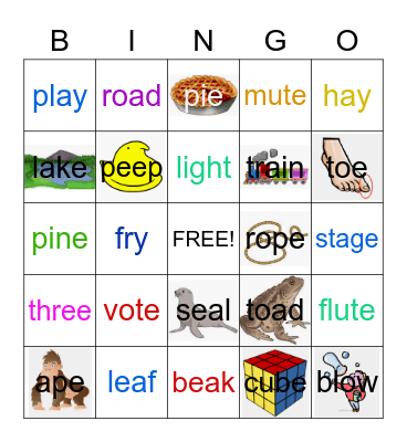 Long Vowel Sounds Bingo Card