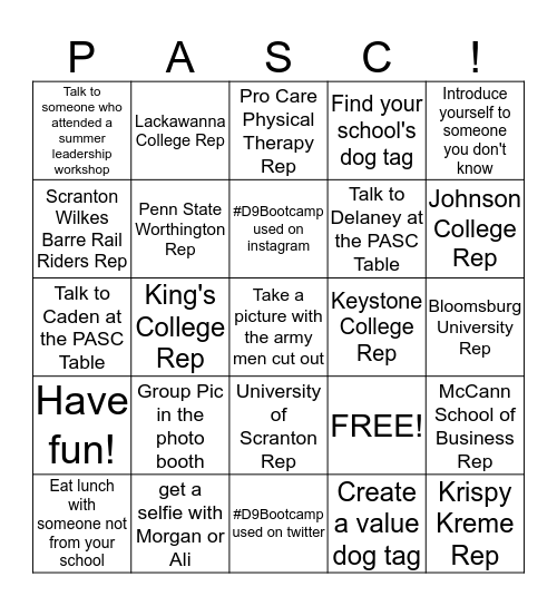 PASC District IX Conference Bingo Card