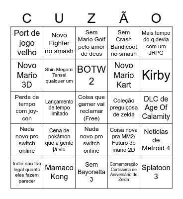 SALVA ESSA E3 PFV SR. NINTENDO Bingo Card