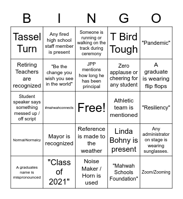 Graduation Bingo Card