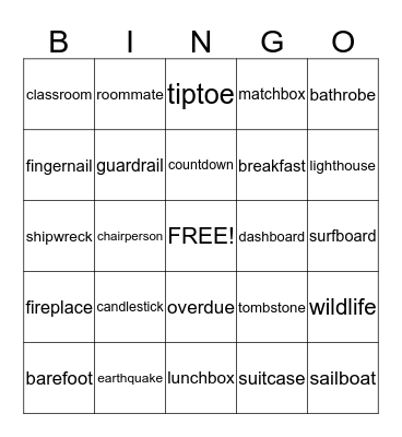 Aaron's spelling list 3-19-15 (Compound Words) Bingo Card