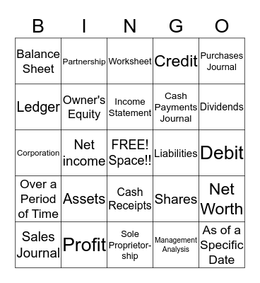 Accounting Bingo!!!! Bingo Card