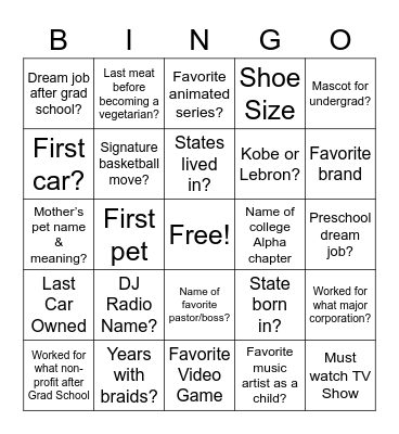 Shaad’s Surprise 40th Birthday Party Bingo Card