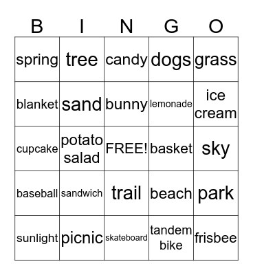 Spring Fling Bingo Card