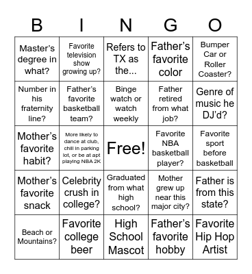 Shaad’s Surprise 40th Birthday Party Bingo Card