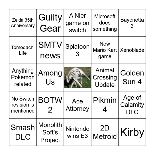 Nintendo E3 2021 Direct Bingo Card