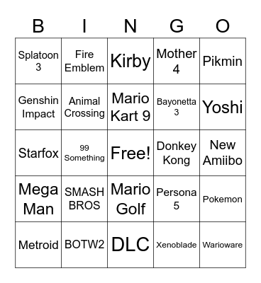 Nintendo Ban3 Bingo Card