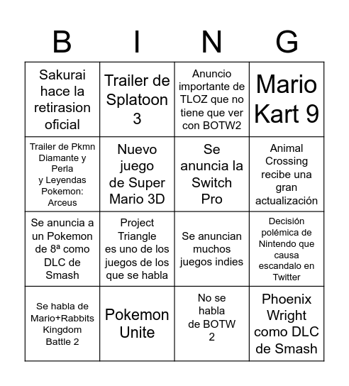 Untitled Bingo Card
