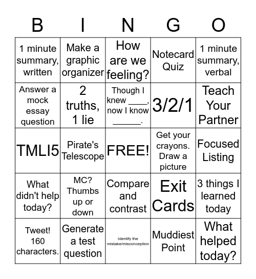 How do you know learning occured? (Sung to the tune of Enchanted's hit song) Bingo Card