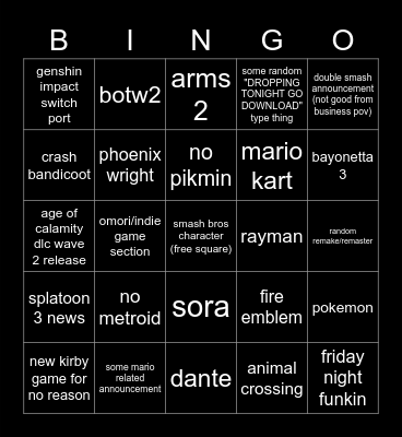 e3 bingo Card