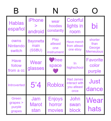 Gomba Bingo Card