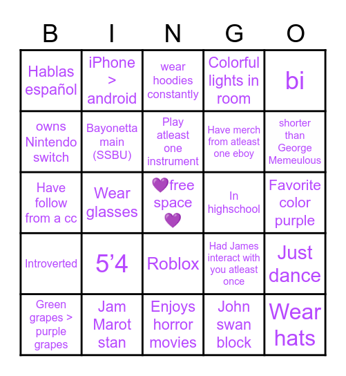 Gomba Bingo Card