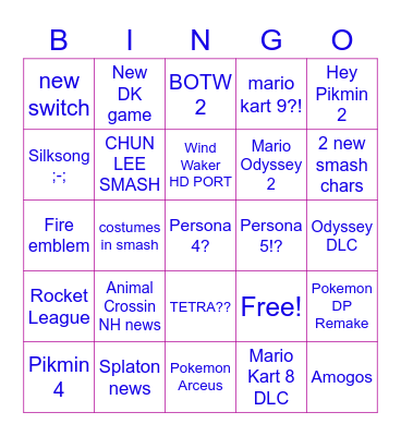 nintendo man e3 Bingo Card