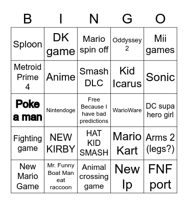 Evan's E3 Bingo Card