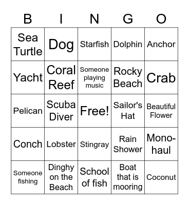Sailing Bingo Card A Bingo Card