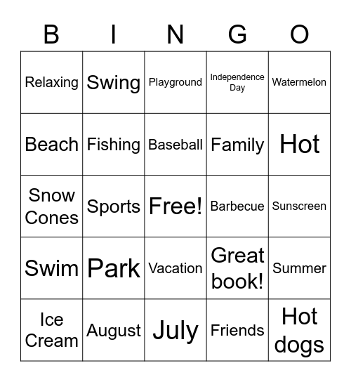 Summer Fun! Bingo Card