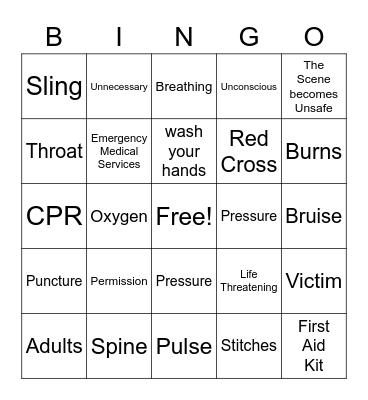 First Aid Bingo Card
