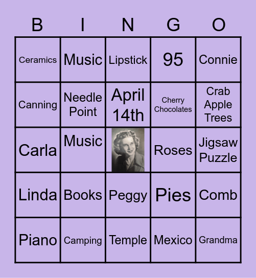 Donna Turns 95 Bingo Card