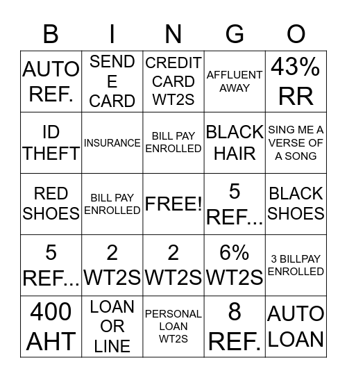 TUCKER'S   BINGO  Bingo Card