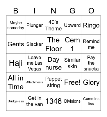 Lamar’s RRX Bingo Card