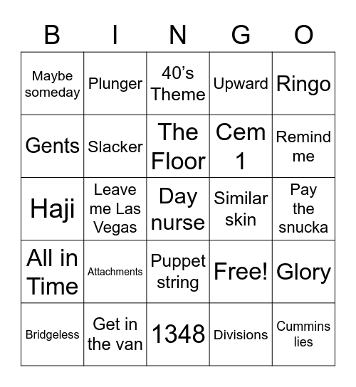 Lamar’s RRX Bingo Card