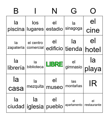 En la ciudad Bingo Card
