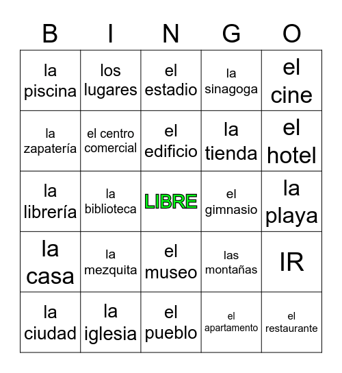 En la ciudad Bingo Card