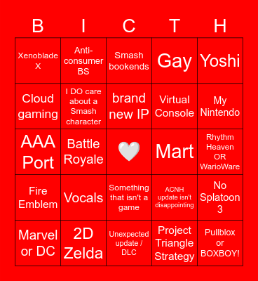 NINTENDO @ E3 2021 Bingo Card