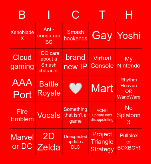 NINTENDO @ E3 2021 Bingo Card