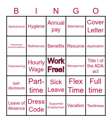 Employment Bingo Card