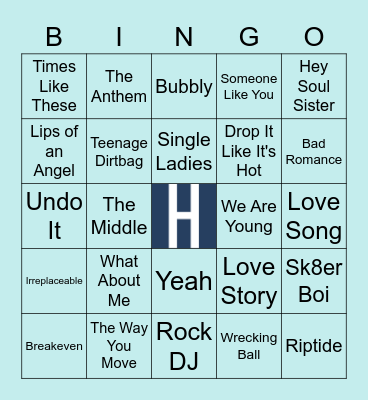 2000s Music Bingo Card