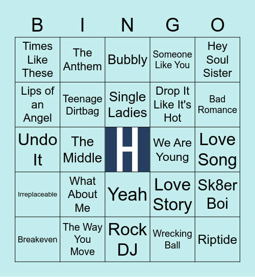 2000s Music Bingo Card