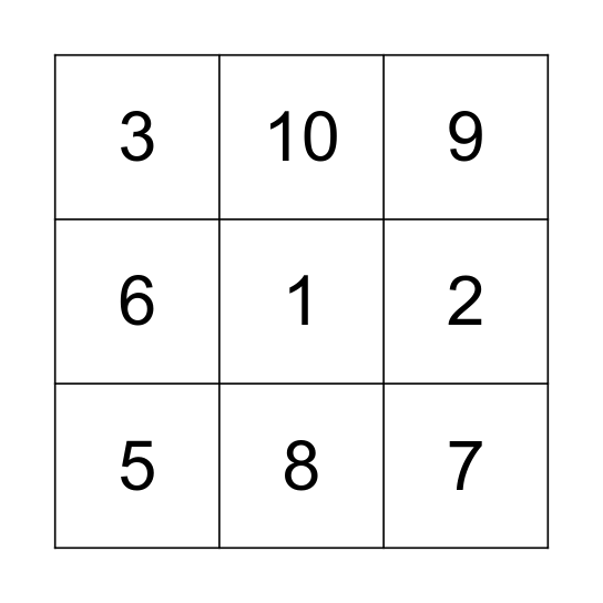 Spanish Numbers Bingo Card