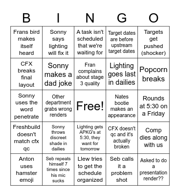 Lighting Bingo Card