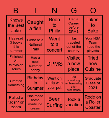 DPMS Ice Breaker Bingo Card