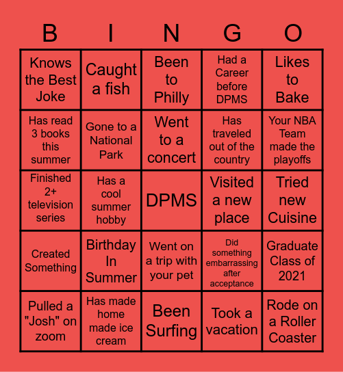 DPMS Ice Breaker Bingo Card