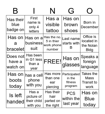 G1 People BINGO Card