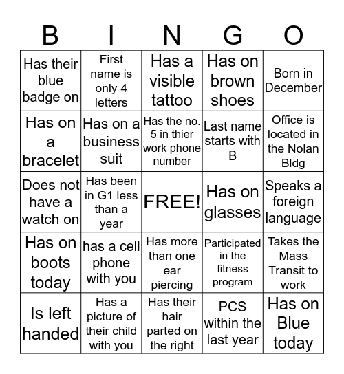 G1 People BINGO Card