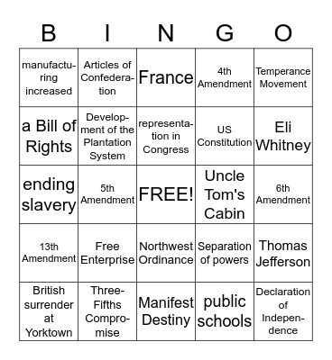 STAAR Review Bingo Card