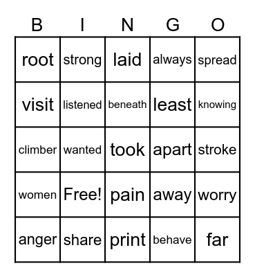 Summer Bingo Game 1 Bingo Card