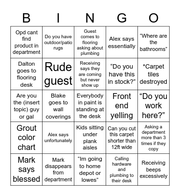 Work bingo Card