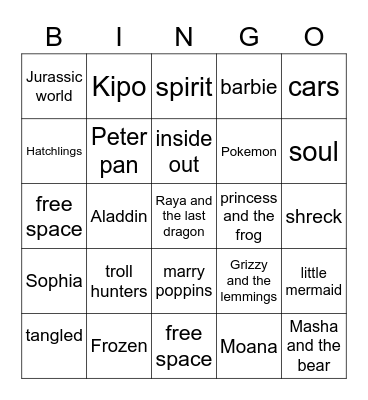 shows and movies songs guess the show/movie Bingo Card