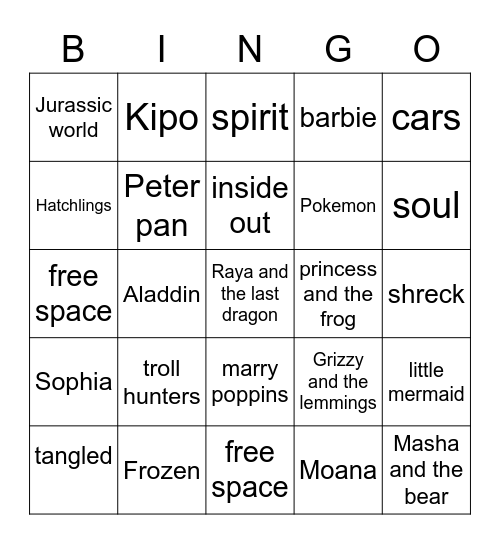 shows and movies songs guess the show/movie Bingo Card