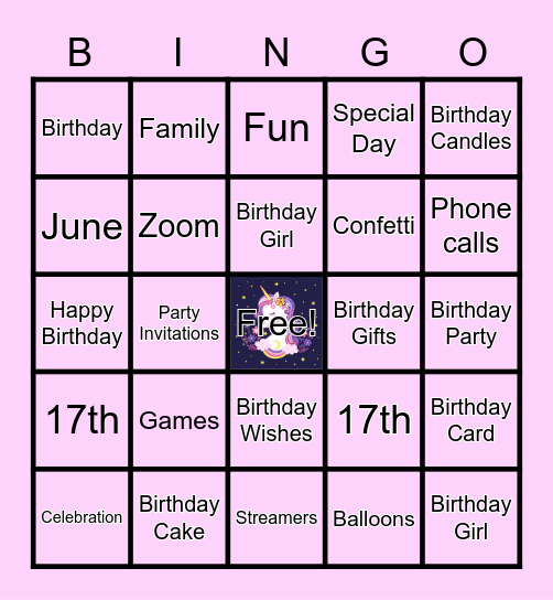 Olivia Birthday Bingo!! Bingo Card