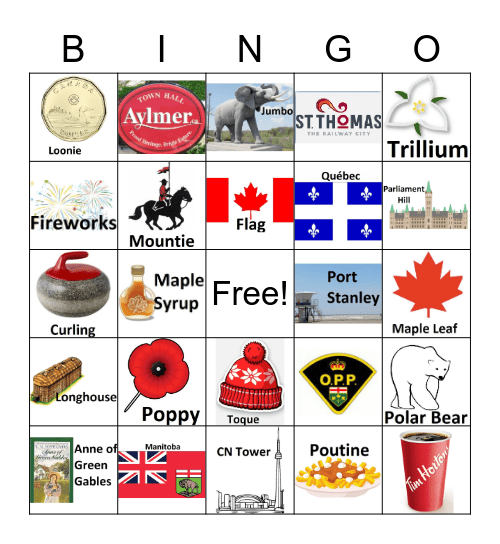 Canada Day Bingo Card