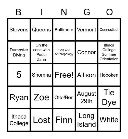 Zoe's Bridal Shower 2021! Bingo Card