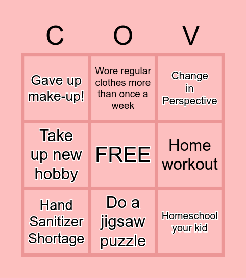 COVID Bingo Card