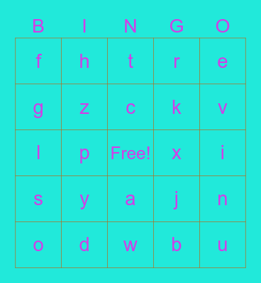 Lowercase Letters Bingo Card